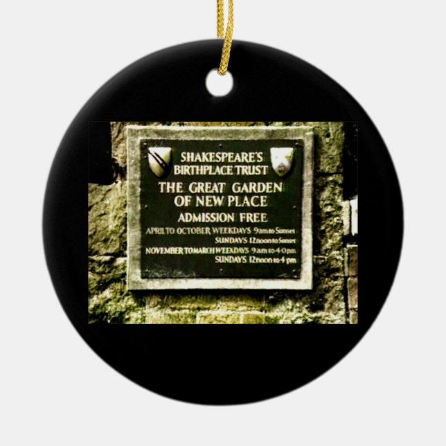 Stratford-upon-Avon England 1986 Shakespeare's Bir Ceramic Ornament (Front)