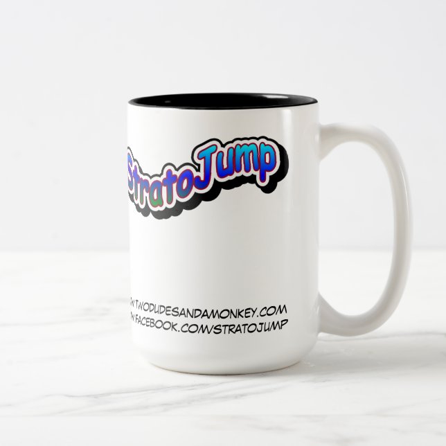 StratoJump Two-Tone Mug - Two Dudes and a Monkey (Right)