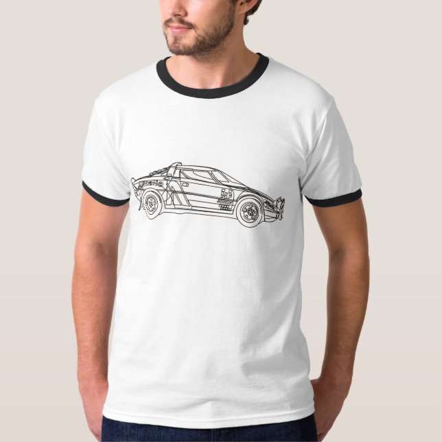 Stratos Lancia Rally Car Outline Tee Hikingduck (Front)