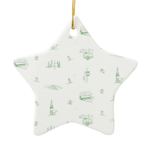 Stratton Mountain Toile  - green ornament