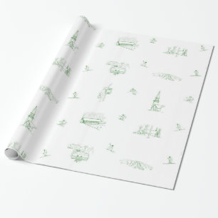 Stratton Toile gift wrap - green