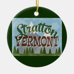 Stratton Vermont Fun Retro Snowy Mountains Ceramic Ornament