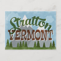 Stratton Vermont Fun Retro Snowy Mountains