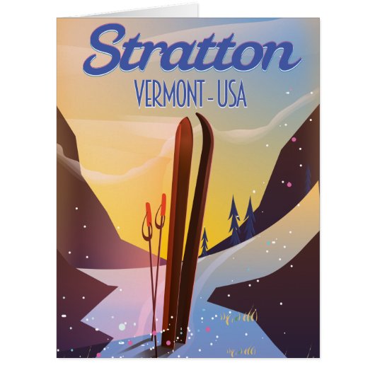 Stratton Vermont ski travel poster Cards (Front)