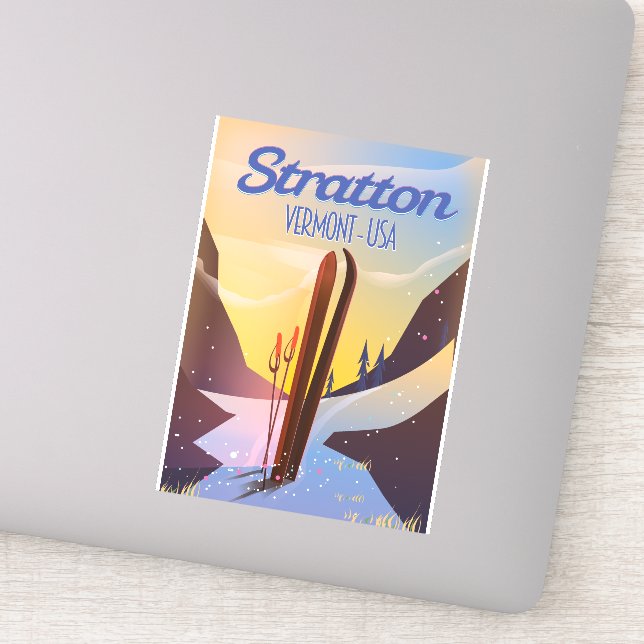 Stratton Vermont ski travel poster Sticker (Detail)