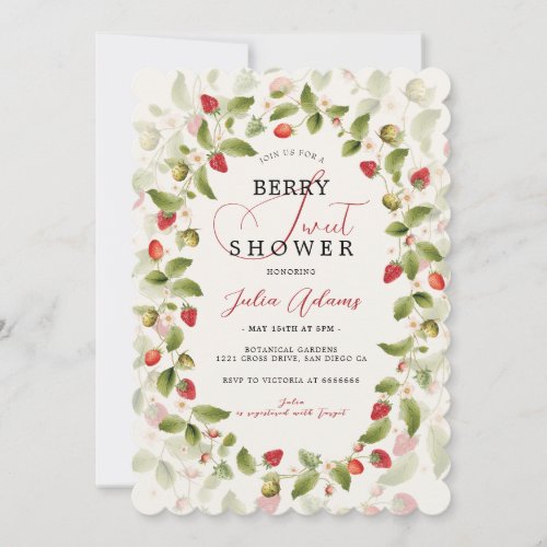 Straw Berry Sweet Baby Flower Shower Invitation