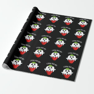 Straw-boo-rry Funny Strawberry Pun Dark BG Wrapping Paper
