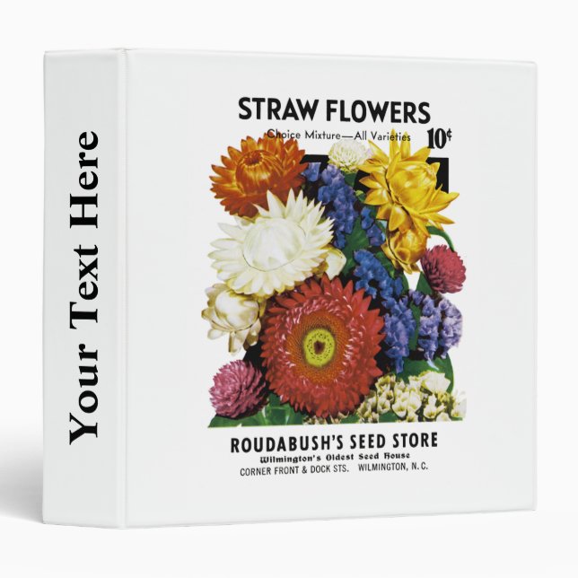 Straw Flowers Seed Packet Label 3 Ring Binder (Front/Spine)