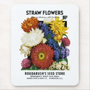 Straw Flowers Seed Packet Label Mouse Pad