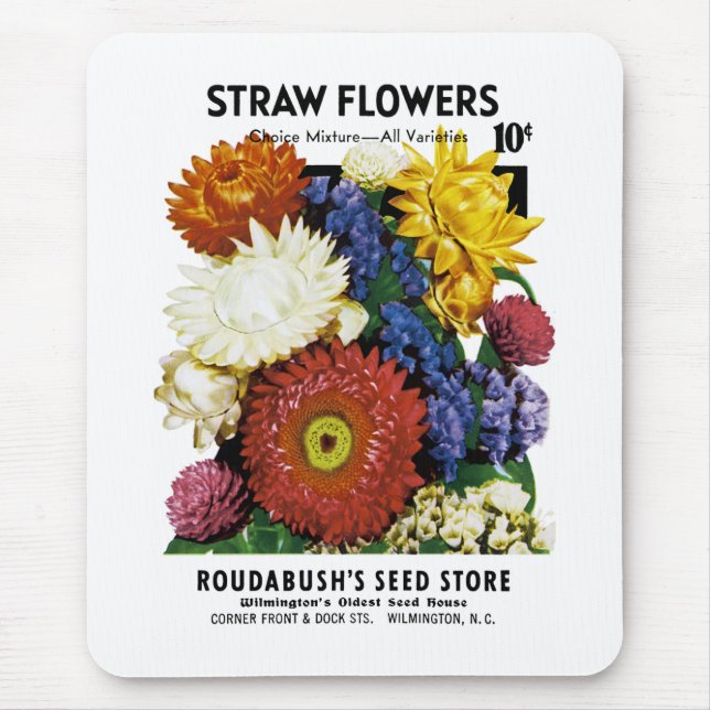 Straw Flowers Seed Packet Label Mouse Pad (Front)