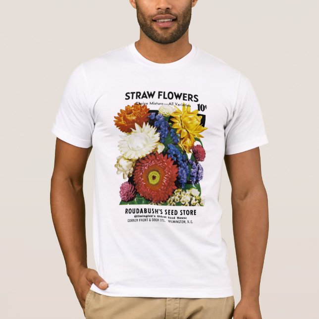 Straw Flowers Seed Packet Label T-Shirt (Front)
