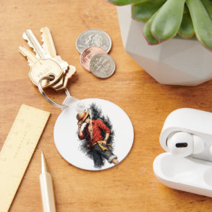 Straw Hat Adventure Watercolor Keychain