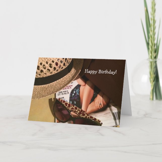 Straw Hat and Shades Birthday Card (Front)