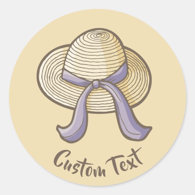 Straw Hat Beige Classic Round Sticker (Front)