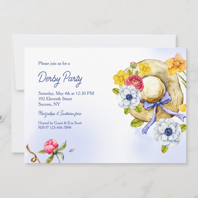 Straw Hat Derby Party Invitations (Front)