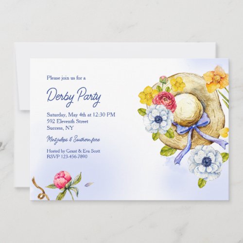 Straw Hat Derby Party Invitations