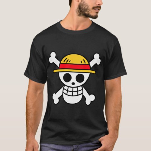 Straw hat jolly roger   T_Shirt