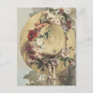 Straw Hat with Roses by Angelo Rossi Postcard