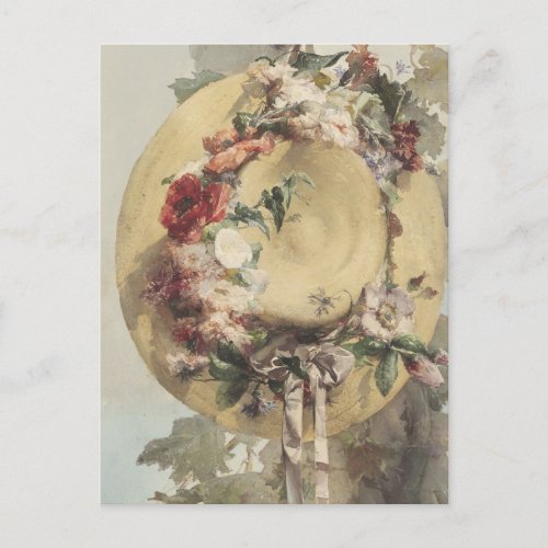 Straw Hat with Roses by Angelo Rossi Postcard