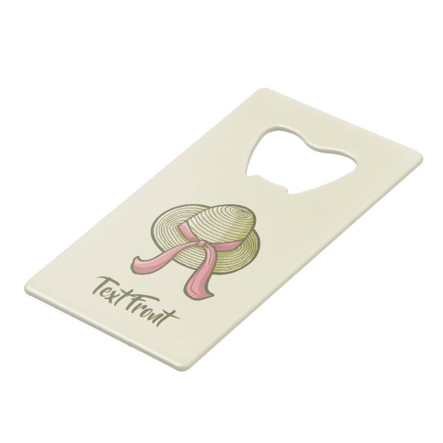 Straw Hat Yellow Credit Card Bottle Opener (Front Angled)