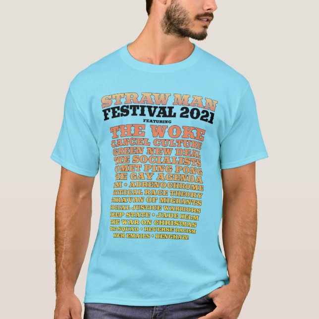 Straw Man Festival Blue T-Shirt (Front)