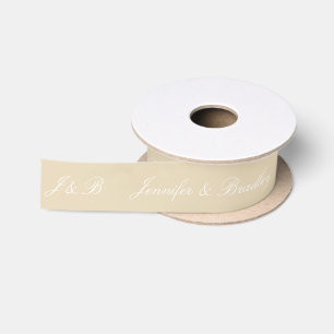 Straw White Wedding Monogram Personalized Names Satin Ribbon