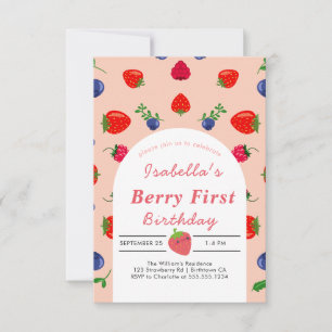 Strawber Berry First Birthday RSVP Card