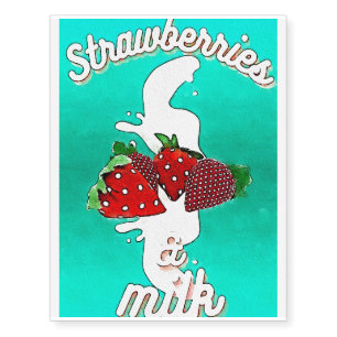 STRAWBERIES AND MILK TEMPORARY TATTOOS