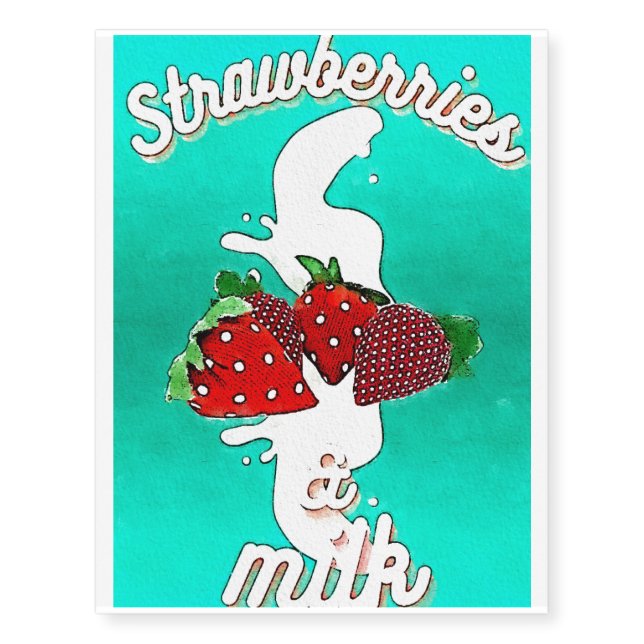 STRAWBERIES AND MILK   TEMPORARY TATTOOS (Front)
