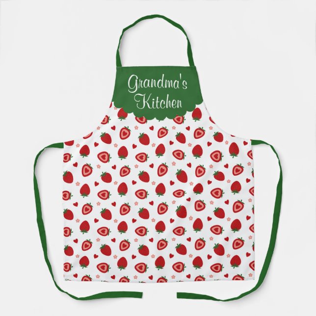 Strawberries All Over Print Personalized Apron (Front)