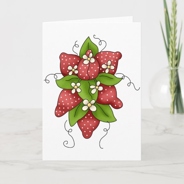 Strawberries and Blossoms Greeting Cards (Front)