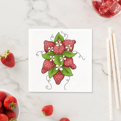 Strawberries and Blossoms Paper Napkins