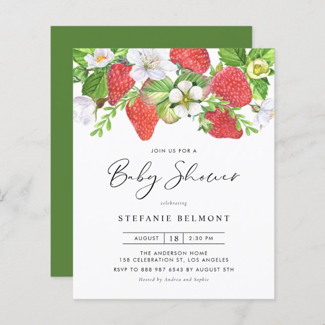 Strawberries and Blossoms Summer Baby Shower (Front/Back)