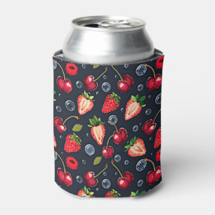 Strawberries and cherries on a dark background   can cooler