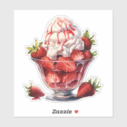 Strawberries and cream dessert sticker