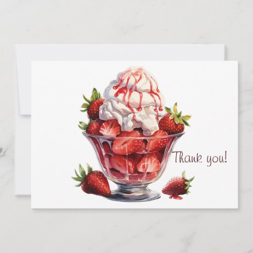 Strawberries and cream dessert thank you card