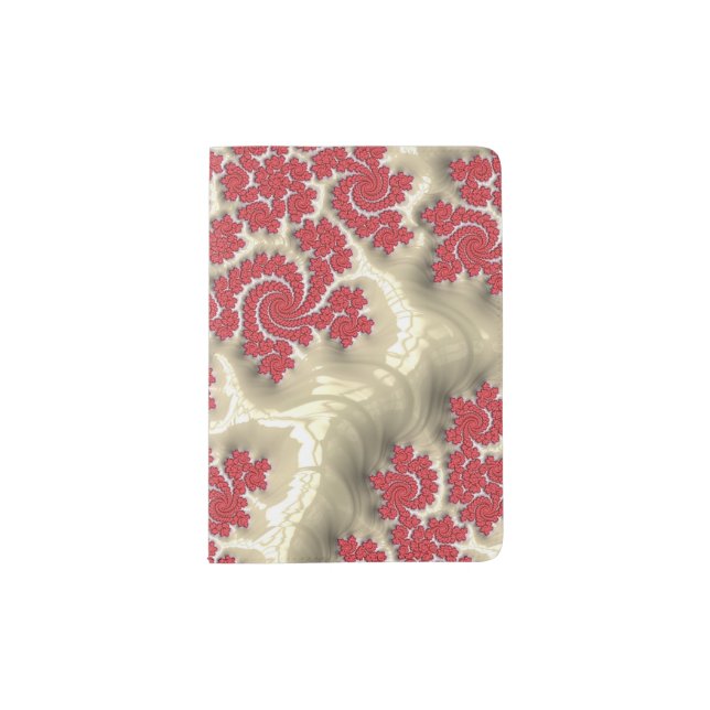 Strawberries and Cream Fractal Pink & White Passport Holder (Front)