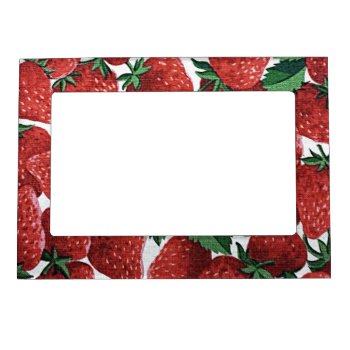 Strawberries And Cream Magnetic Picture Frame by MissMatching at Zazzle