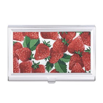 Strawberries And Cream Pattern Business Card Case by MissMatching at Zazzle