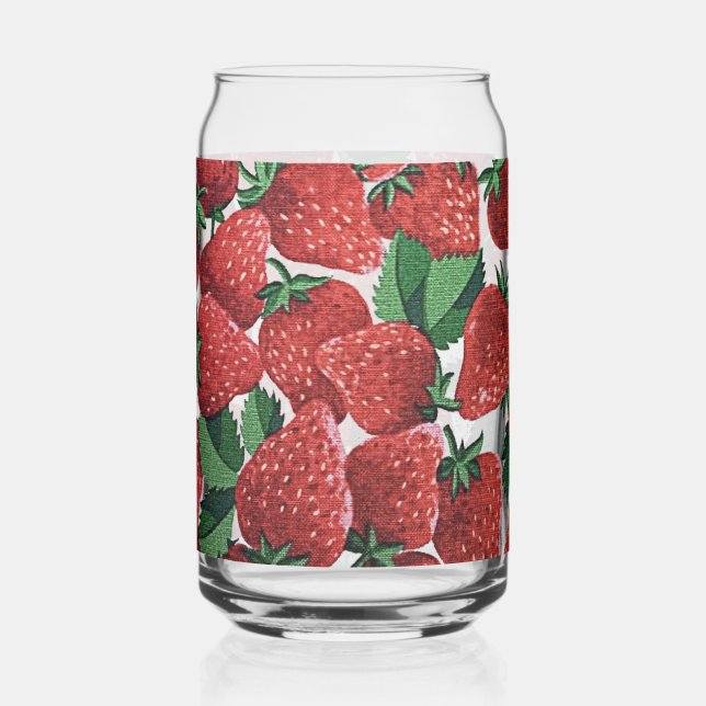 Strawberries and Cream Pattern Can Glass (Front)