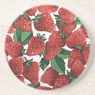 Strawberries and Cream Pattern Coaster