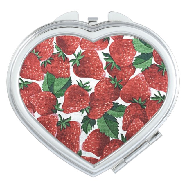 Strawberries and Cream Pattern Compact Mirror (Front)