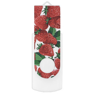 Strawberries and Cream Pattern Flash Drive