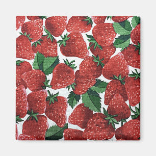 Strawberries and Cream Pattern Magnet