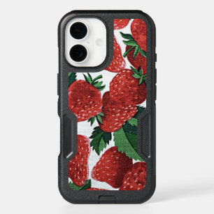 Strawberries and Cream Pattern iPhone 16 Case