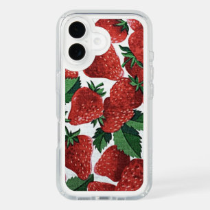 Strawberries and Cream Pattern iPhone 16 Case