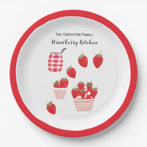 Strawberries and Cream Summer Red White Pretty Paper Plates
