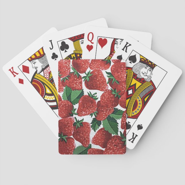 Strawberries and Cream Textile Pattern Poker Cards (Back)
