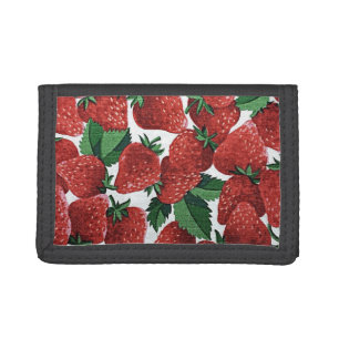 Strawberries and Cream Textile Pattern Trifold Wallet