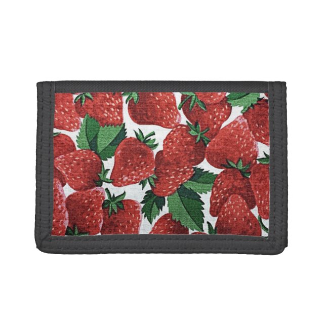Strawberries and Cream Textile Pattern Trifold Wallet (Front)